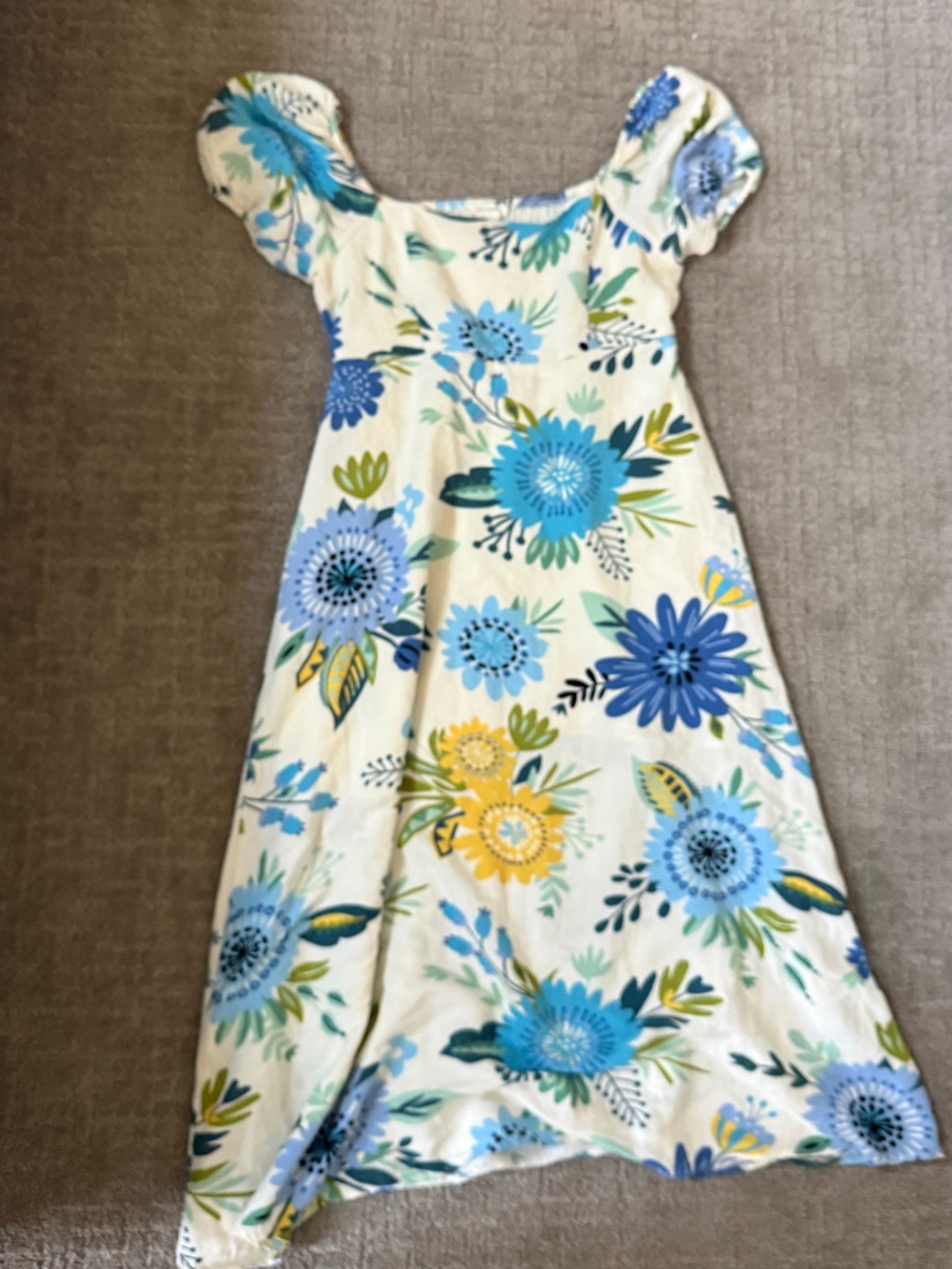 Blu Pepper White Dress with Blue & Yellow Floral Print